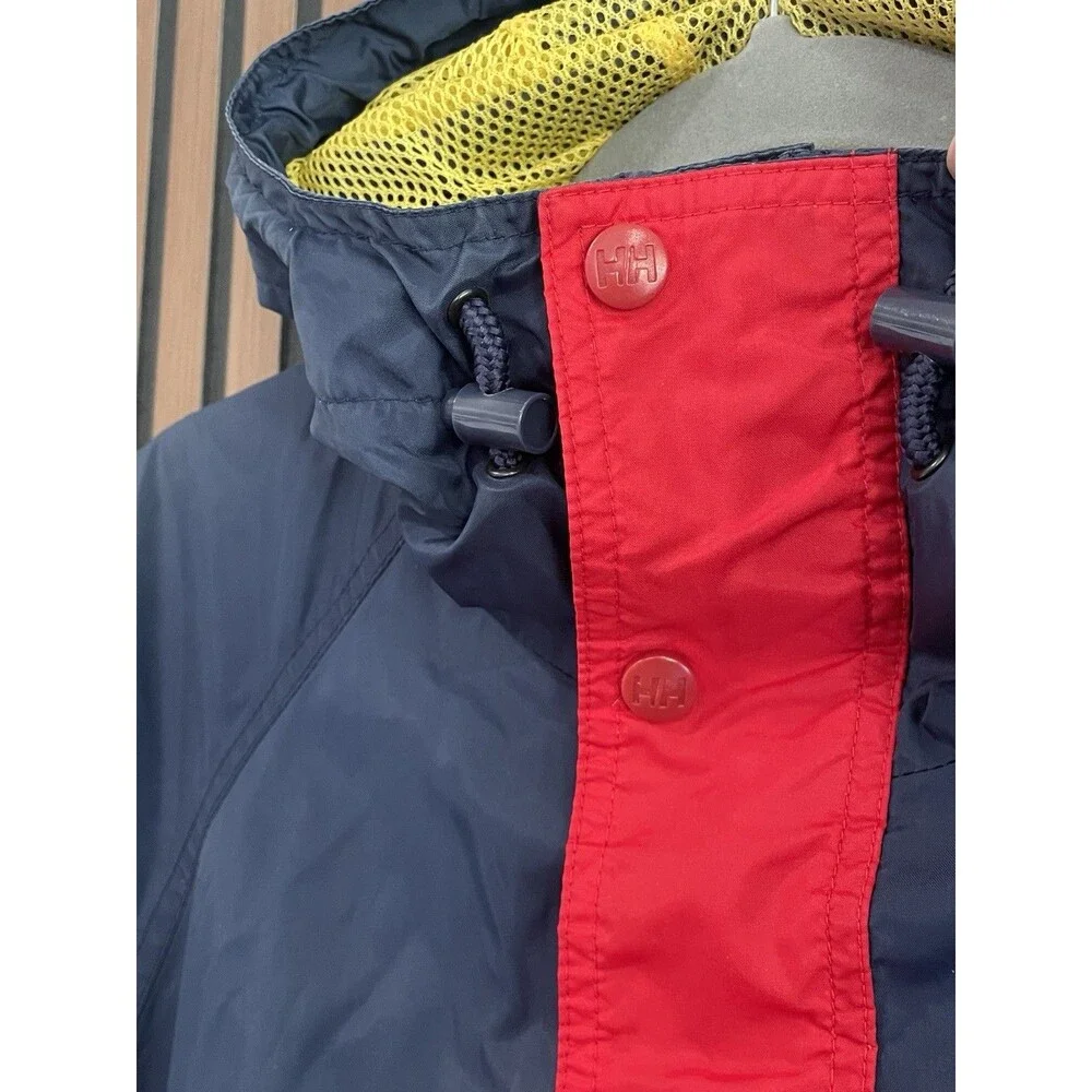 Vintage 90s Helly Hansen Sailing Color Block Rain Jacket Men's S-M Red Blue - Picture 5 of 14